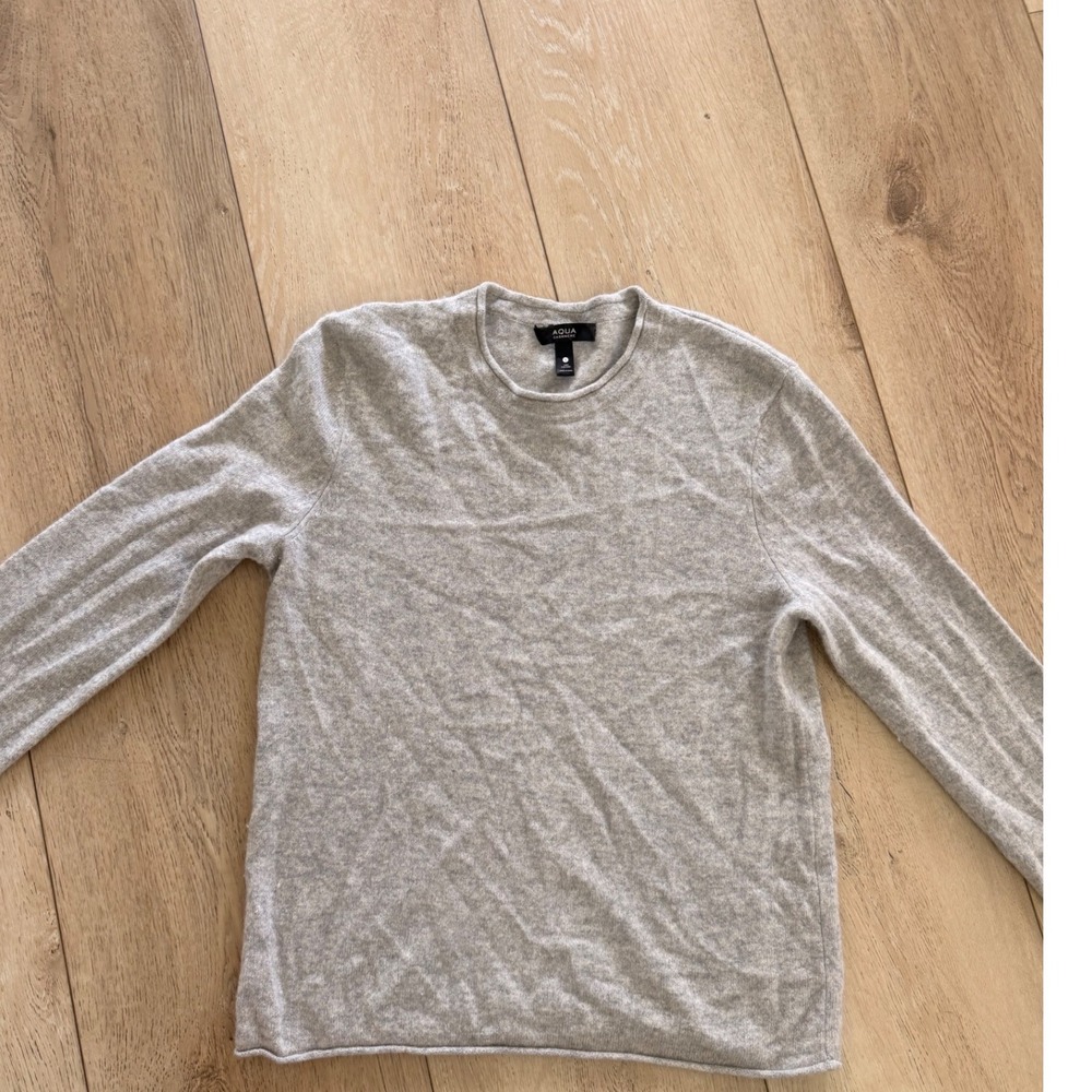 AQUA Cashmere cozy Sweater Womens Small Gray 100% Cashmere Crewneck Top
